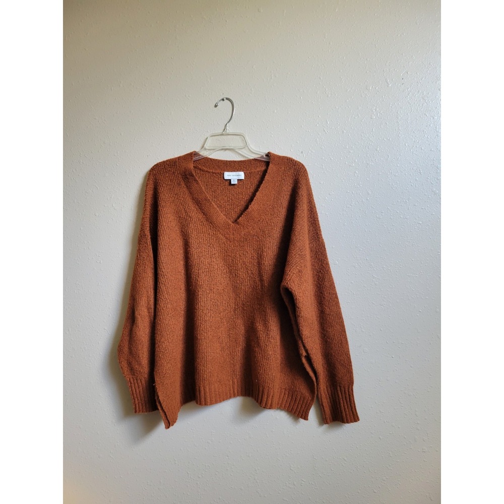 Free Assembly V-Neck Women's Sweater Knit Long Sleeves Orange/ Rust Size XL - Picture 2 of 11